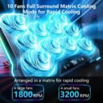 G-STORY Gaming Laptop Cooling Pad, Laptop Cooler with 10 Powerful Turbo Fans for 12-18 Inch Computer Notebook, 1 USB Port, 8 Height Adjustable Cooling Fan Stand - Image 3