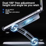 Laptop Cooler Cooling Pad Stand - Slim Ergonimic Laptop Stand for Desk, 3 Speed Cooling Fan Adjustable Height Laptop Cooling Stand for MacBook 11-15.6 Inch (Silver), YT628-2 - Image 3