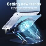Laptop Cooler Cooling Pad Stand - Slim Ergonimic Laptop Stand for Desk, 3 Speed Cooling Fan Adjustable Height Laptop Cooling Stand for MacBook 11-15.6 Inch (Silver), YT628-2 - Image 5
