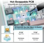EPOMAKER TH87 Wireless Mechanical Keyboard with 10000mAh Battery, BT/2.4GHz/Wired, Hot Swappable Custom, PBT Keycap, RGB Backlit, Gasket, TKL Gaming Keyboard for PC/Mac (Sea Salt Silent) - Image 5