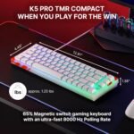 K5 Pro TMR Compact, Magnetic Wired Gaming Keyboard, Customizable MK Crystal Switches, Hot-Swap, Rapid Trigger, SnapKey, Sound Dampening, 8000 Hz, White - Image 3