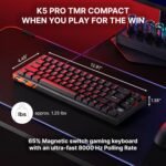 K5 Pro TMR Compact, Magnetic Wired Gaming Keyboard, Customizable MK Crystal Switches, Hot-Swap, Rapid Trigger, SnapKey, Sound Dampening, 8000 Hz, Black - Image 3