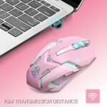 VEGCOO Pink Wireless Gaming Mouse, Silent Click Wireless Mouse with Colorful RGB LED Lights, Rechargeable Computer Mice with Side Buttons and 3 Level DPI, for Laptop and Desktop - Image 3