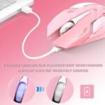 VEGCOO Pink Wireless Gaming Mouse, Silent Click Wireless Mouse with Colorful RGB LED Lights, Rechargeable Computer Mice with Side Buttons and 3 Level DPI, for Laptop and Desktop - Image 4