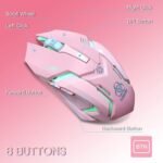 VEGCOO Pink Wireless Gaming Mouse, Silent Click Wireless Mouse with Colorful RGB LED Lights, Rechargeable Computer Mice with Side Buttons and 3 Level DPI, for Laptop and Desktop - Image 5