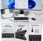 RK ROYAL KLUDGE F68 60% Foldable Low Profile Mechanical Keyboard, Wireless Mechanical Keyboard with Aluminum Body, Built-in Stand Holder, White Backlit, 68 Keys - Image 3