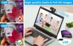 1080P HD Webcam with Microphone and Privacy Cover, USB Plug & Play Computer Camera, 120° Wide Angle Fixed Focus Web Camera for Video Conferencing, Online Learning, Streaming and Gaming - Image 4