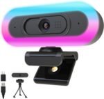2K Webcam for PC,Streaming Computer Camera with Fill RGB Lights,Autofocus Webcam with Microphone and Cover,Plug-Play USB Web cam for Desktop Computer,Meeting,Gaming,Video Calling - Image 2