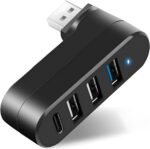 4-Port USB 3.0 Hub [90°/180° Rotatable], USB Splitter with 1 USB 3.0 Port, 2 USB 2.0 Ports, and 1 USB C Data Port, USB Extender for Laptops, Cars, Surface go, Mac, MacBook Air/Pro, and Other Devices - Image 2