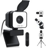 4K USB Webcam with Dual Microphones, 9X Hybrid Zoom, Auto Light Correction, 86° Wide Angle for Video Conferencing, Live Streaming, Remote Work, Compatible with PC Desktop Laptop - Image 2