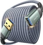 AINOPE USB Extension Cable 10FT,USB Extender,USB 3.0 Extension Cable, Male to Female Cord High Data Transfer Compatible with Webcam,USBKeyboard,Flash Drive,Hard Drive,Printer,Grey - Image 2