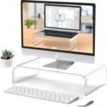 Acrylic Monitor & Laptop Stand Riser - Clear Computer & Laptop Stand for Desk - Compatible with iMac, MacBook & All Notebooks - White Aesthetic Decoration for Office & Home - Image 2
