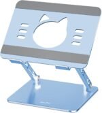 Aoviho Laptop Stand for Desk – Adjustable Aluminum Laptop Riser with Unique Cat-Shaped Cooling Vent, Portable Desk Gift & Decor, Compatible with MacBook Air Pro, Dell, HP, Lenovo (10"-17.3"), Sky Blue - Image 2