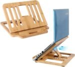 Bamboo Foldable Laptop Stand Holder, 6-Level Adjustable Ergonomic Notebook Riser with Heat Dissipation for 10-17 Inch Laptops, MacBook, Tablet - Image 2