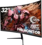 CRUA 32Inch Curved Gaming Monitor, FHD(1920 * 1080P) VA Screen 165Hz/200Hz, 1800R VA Screen, 120% sRGB, Computer Monitor that Support AMD Freesync, HDMI, DP, Wall Mountable Installs-Black - Image 2