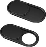 CloudValley Webcam Cover Slide[2-Pack], 0.023 Inch Ultra-Thin Metal Web Camera Cover for Macbook Pro, iMac, Laptop, PC, iPad Pro, iPhone 8/7/6 Plus, Protect Your Visual Privacy [Black] - Image 2