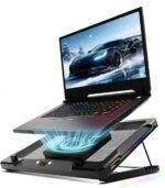 DEPGI Movable RGB Laptop Cooler with 5.5" Sliding Fan, Ergonomic Cooling Stand with 8 Light Modes for 14-17.3 Inch Gaming Laptops - Image 2