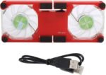 Fydun Laptop Cooling Pad, Radiator Cooler Stand Light Laptop Cooler USB Foldable Portable with Antiskid Mount(White) (Red) - Image 2