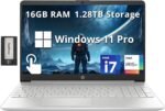 HP 15.6" FHD IPS Touchscreen Laptop, Intel i7-1255U, 16GB RAM, 1.28TB Storage(1TB SSD+288GB Docking Station Set), Intel Iris Xe Graphics, Num Pad, HD Webcam, Fast Charge, Windows 11 Pro, Silver - Image 2