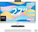 HP 27" All-in-One Touchscreen Desktop, AMD Ryzen AI 7 350 (8-Core, 50 NPU Tops), 32GB DDR5 RAM, 2TB SSD, AMD Radeon 860M Graphics, Windows 11 Pro, Wi-Fi 6, FHD IR Webcam, Shell White (2025 Model) - Image 2