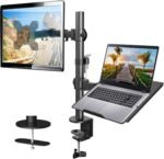 HUANUO Adjustable Monitor Stand, Single Arm Desk Mount for 32 inch Screen and 17 inch Laptop, Heavy Duty Ergonomic Bracket Holds 22lbs - Image 2