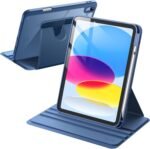 JETech Rotating Case for iPad (A16) 11th/10th Generation (2025/2022) with Pencil Holder, 360 Degree Rotation Protective Stand Cover Clear Back, Auto Wake/Sleep (Navy) - Image 2