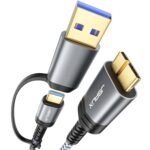 JSAUX Hard Drive Cable 1.6FT, 20Gbps Micro B to USB C/A Cord External Hard Drive Cable Nylon Braided Compatible with Seagate WD Toshiba Westgate, MacBook Air M2 Pro, Camera, iPhone 15 Pro Max - Image 2