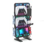 KDD 6 in 1 RGB Gaming Desk Accessories - No Drill Desk Organizer with Phone Stand/Storage Box/Headset & Controller Holder/Hooks, Freestanding Gaming Pegboard for Office & Home Desktop Decor Organizer - Image 2