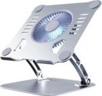 Laptop Cooler Cooling Pad Stand - Slim Ergonimic Laptop Stand for Desk, 3 Speed Cooling Fan Adjustable Height Laptop Cooling Stand for MacBook 11-15.6 Inch (Silver), YT628-2 - Image 2