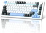 MageGee 75% Mechanical Gaming Keyboard, Compact Blue Backlit Wired Gaming Keyboards with Brown Switches, EVA Foam, Knob Control, STAR75 Portable NKRO PC Gaming Keyboard - White & Blue - Image 2