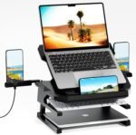 OImaster Laptop Stand for Desk, Phone Stand, Extended Laptops Riser, Elevator, 3 Height Adjustable, Rotatable Base, 10-17 Inches - Image 2