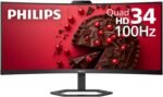 Philips 34E1C5600HE 34" UltraWide QHD 21:9 Monitor with Built-in Windows Hello Webcam & Noise Canceling Mic, USB-C Docking, Stereo Speakers, 100Hz, 4-Year Advance Replacement,Black - Image 2