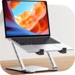RIWUCT Ultra-Slim Portable Laptop Stand for Desk, Height Adjustable & Dual-Bar Support Laptop Riser Holder, Ventilated Computer Notebook Stand Mount, Compatible with MacBook/Dell/HP(10-15.6") - Image 2