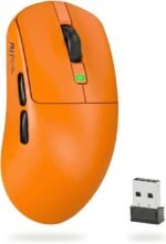 RK ROYAL KLUDGE RK M30 Wireless Gaming Mouse, 43g Ultra-Lightweight Computer Mouse with 2.4GHz/Bluetooth/USB-C, 24000 DPI, Rechargeable PC Game Mice with 5 Programmable Buttons for Win/Mac, Orange - Image 2