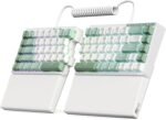 RK ROYAL KLUDGE RKS70 Ergonomic Split Keyboard, Wireless PC Gaming Keyboard with Bluetooth/2.4G/Wired, Hot Swappable Mechanical Keyboards w/Fixed Wrist Rest, PBT Keycaps, Linear Switches, White - Image 2