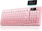 RedThunder K95 Wireless Mechanical Keyboard, TFT Screen & Knob, Triple-Mode, Custom Gasket Mount Hot-Swap, Pre-lubed Linear Pink Switches, RGB Backlit, Side-Printed PBT Keycaps, Gradient Sakura Pink - Image 2