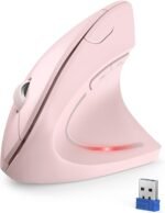 TECKNET 2.4G Ergonomic Mouse Vertical Wireless - 4800 DPI Optical Carpal Tunnel Mice Right Hand, 4800 DPI Adjustable, Quiet Clicks, 6 Buttons for Laptop, Desktop, PC, Computer - Pink - Image 2