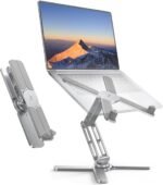 TECKNET 360° Rotating Laptop Stand for Desk, Ergonomic Foldable Computer Stand, Portable Laptop Riser Holder Adjustable Height Angles, Compatible with MacBook Air Pro All Laptops 10-17" Silver - Image 2