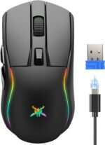 TECKNET Tri-Mode Wireless Gaming Mouse, RGB Backlit Bluetooth 5.0/2.4G/USB-C Rechargeable Ergonomic Mouse with 6 Programmable Buttons, 24000 DPI, 1000Hz Polling Rate, for PC Laptop Mac Gamer - Image 2