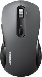 TECKNET Wireless Bluetooth Mouse, [USB + BT1 + BT2] Silent Click,4-Way Scroll Wheel Wireless Mouse for Laptop, Full-Size, 4800 DPI Computer Mice, Dual Mode for Laptop, PC, iPad, MacBook - Grey - Image 2