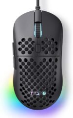 TMKB Falcon M1SE Ultralight Honeycomb Gaming Mouse, High-Precision 12800DPI Optical Sensor, 6 Programmable Buttons, Customizable RGB, Drag-Free Paracord, Ergonomic Wired Gaming Mouse - Matte Black - Image 2