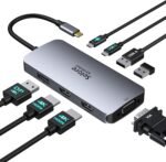 USB C Docking Station Dual HDMI Monitor Adapter, Selore USB C Hub 3 Monitors with Dual HDMI, Displayport, VGA, 100W PD Charging, 3USB 2.0 Ports Adapter for Dell XPS, HP, Lenovo, etc - Image 2
