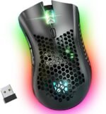 WolfLawS KM-1 Gaming Mouse, Wireless Mouse Gaming Computer Mice USB with Honeycomb Shell, 6 Programmed Buttons, 3 Adjustable DPI, Ergonomic RGB Optical Mouse for PC Mac Laptop - Image 2