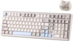 YUNZII B98 PRO QMK/VIA Wireless Mechanical Gaming Keyboard, 96% Layout with Numpad and Cute Cat Knob, BT/2.4G/USB-C, Pre-Lubed Switch Hot Swap Gasket, RGB for Win/Mac (Beige, Milk V2 Linear Switch) - Image 2