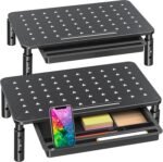 Zimilar 2 Pack Monitor Stand Riser with Drawer - 3 Height Adjustable Metal Monitor Stand with Unique Star Mesh for Computer Laptop Notebook Printer - Image 2