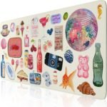 iCasso Office Desk Mat for Keyboard and Mouse, Large Mouse Pad, Desk Pad Mat, Anti-Slip Big Mousepad with Stitched Edges for Computer Desktop Cover Protector (Watercolor Stickers) - Image 2